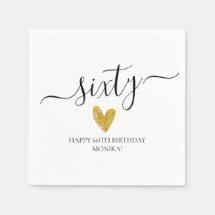 Elegantes handgeschriebenes Skript 60. Geburtstag Serviette