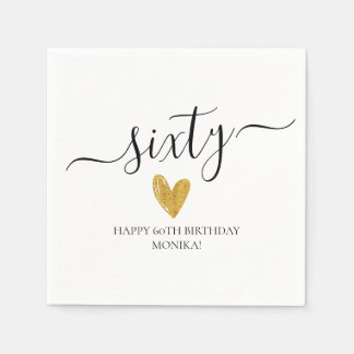 Elegantes handgeschriebenes Skript 60. Geburtstag Serviette