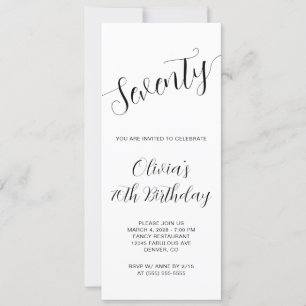 Elegantes handgeschriebenes Skript 70. Geburtstag Einladung