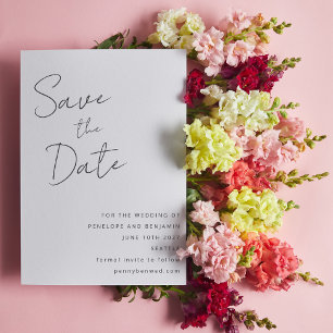 Elegantes handgeschriebenes Skript Schwarz-weiß We Save The Date