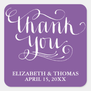 ELEGANTES HANDGESCHRIEBENES THANK YOU-STICKER QUADRATISCHER AUFKLEBER