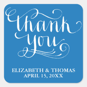 ELEGANTES HANDGESCHRIEBENES THANK YOU-STICKER QUADRATISCHER AUFKLEBER