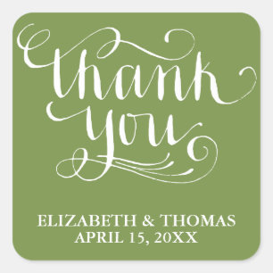 ELEGANTES HANDGESCHRIEBENES THANK YOU-STICKER QUADRATISCHER AUFKLEBER