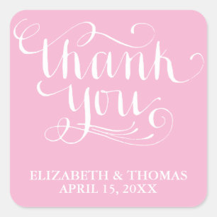 ELEGANTES HANDGESCHRIEBENES THANK YOU-STICKER QUADRATISCHER AUFKLEBER