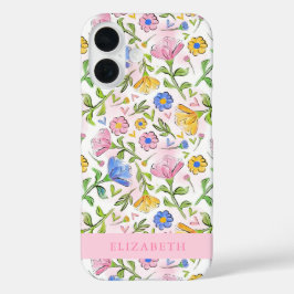 Elegantes, handGezeichnet Blume Blumenmuster iPhone 16 Hülle