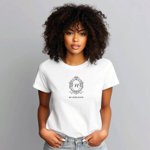 Elegantes handGezeichnet Wappen mit Monogramm T-Shirt
