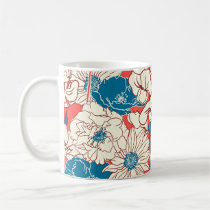 Elegantes handgezeichnetes Blumenmuster, Gartenblu Kaffeetasse