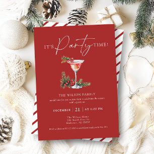 Elegantes handgezeichnetes Cocktail Weihnachts-Par Einladung
