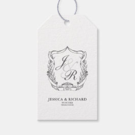 Elegantes handgezeichnetes Hochzeitmonogramm-Wappe Geschenkanhänger