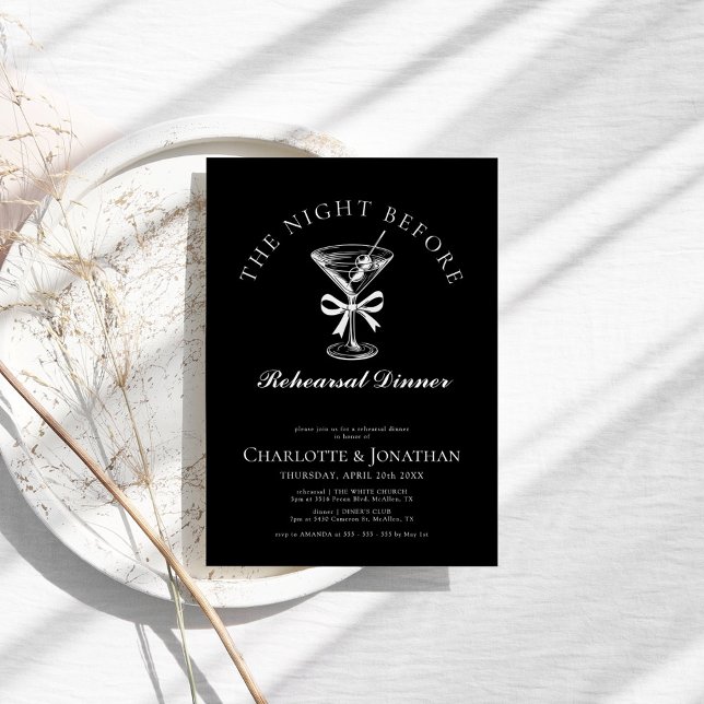 Elegantes handgezeichnetes Martini Probe Abendesse Einladung (Von Creator hochgeladen)
