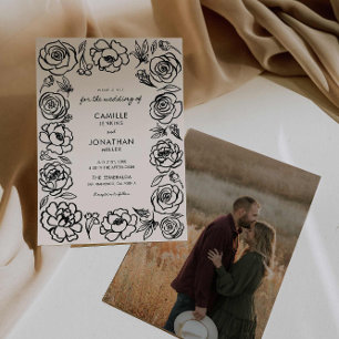 Elegantes, handgezogenes Foto für Hochzeitsfeiern Einladung