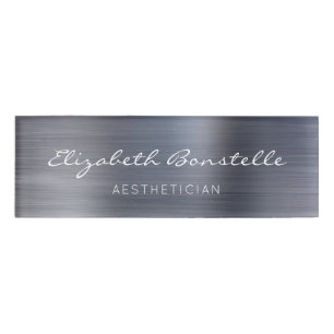 Elegantes Handschrift-Script Silber gebürstetes Me Namenschild