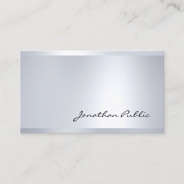 Elegantes Handschrift Silver Look Moderne Glamour Visitenkarte (Vorderseite)