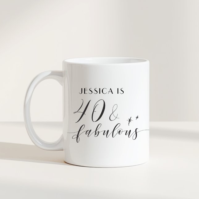 Elegantes Handskript 40 und fabelhafter Geburtstag Kaffeetasse (Von Creator hochgeladen)