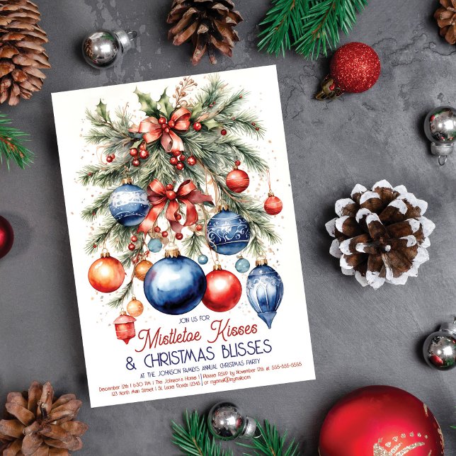 Elegantes hanging Mistletoe Ornament Weihnachts-Pa Einladung (Von Creator hochgeladen)