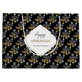 Elegantes Hanukkah Holiday Pattern Gold Große Geschenktüte