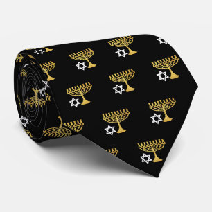 Elegantes Hanukkah Holiday Pattern Gold Krawatte