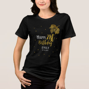 Elegantes Happy 21. Geburtstag Gold Foliage Party Tri-Blend Shirt
