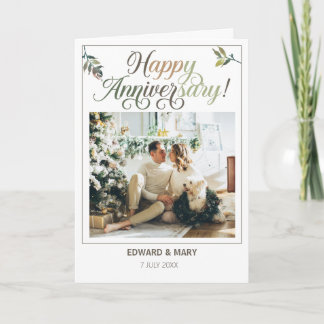 Elegantes Happy Anniversary Personalisiertes Foto Karte