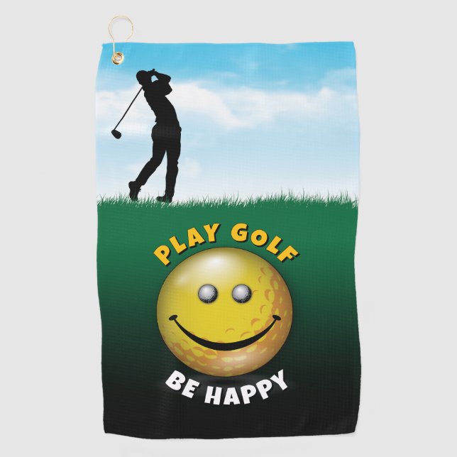 Elegantes Happy Golfer Design Golfhandtuch (Vorderseite)