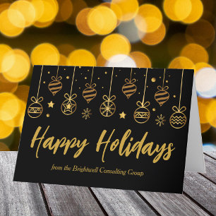 Elegantes Happy Holidays Black Gold Custom Busines Feiertagskarte