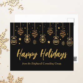 Elegantes Happy Holidays Black Gold Custom Busines Postkarte