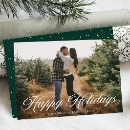 Elegantes Happy Holidays Kalligrafy Green Foto Feiertagskarte