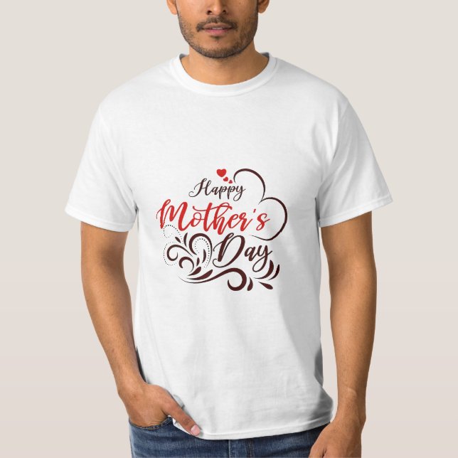 Elegantes Happy Mother's Day Floral Heart T-Shirt (Vorderseite)