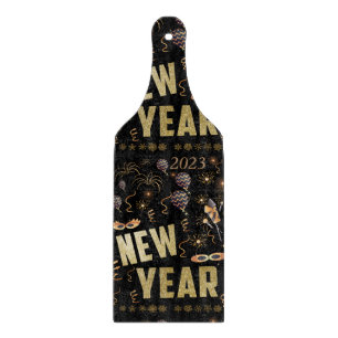 Elegantes Happy New Year 2023,Gold Glitzer Festive Schneidebrett
