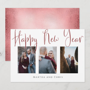 Elegantes Happy New Year Rose Gold Foto Collage
