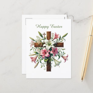 Elegantes Happy Oaster Cross Feiertagspostkarte