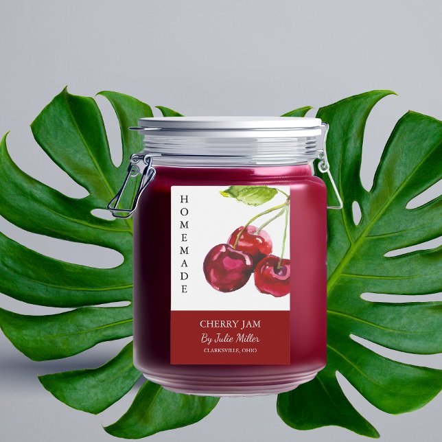 Elegantes hausgemachtes Cherry-Jam-Label Lebensmitteletikett (Von Creator hochgeladen)
