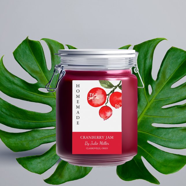 Elegantes hausgemachtes Cranberry-Jam-Label Lebensmitteletikett (Von Creator hochgeladen)