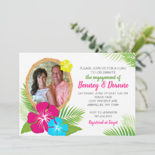 Elegantes hawaiianisches Luau-Verlobungsfoto Einladung