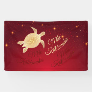 Elegantes hawaiianisches Weihnachten Rot Gold Banner