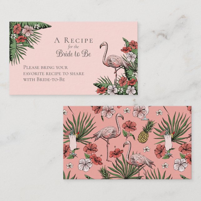 Elegantes hawaiisches Brautparty Blumenrezeptur Begleitkarte (Vorne/Hinten)
