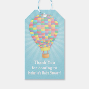 Elegantes Heißluftballon-Baby-Shower-Geschenk-Tag Geschenkanhänger