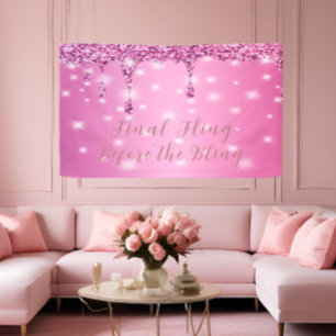 Elegantes heißrosa-glitzerndes Bachelorette-Party- Banner