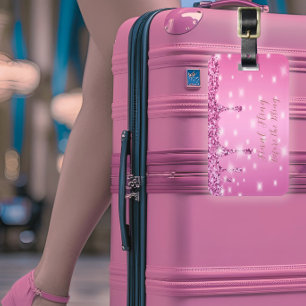 Elegantes heißrosa-glitzerndes Bachelorette-Party- Gepäckanhänger