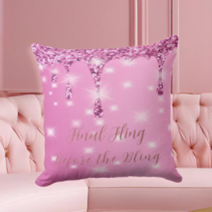 Elegantes heißrosa-glitzerndes Bachelorette-Party- Kissen
