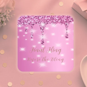 Elegantes heißrosa-glitzerndes Bachelorette-Party- Rechteckiger Pappuntersetzer