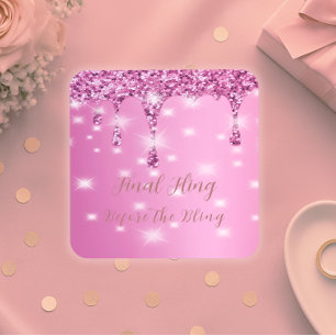 Elegantes heißrosa-glitzerndes Bachelorette-Partys Getränkeuntersetzer