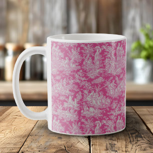 Elegantes heißrosa Toile de Jouy französisches Lan Kaffeetasse