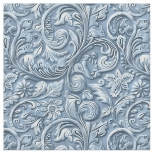 Elegantes hellblau geprägtes Leder floral Stoff
