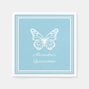 Elegantes Hellblau Quinceañera - Schmetterling Serviette