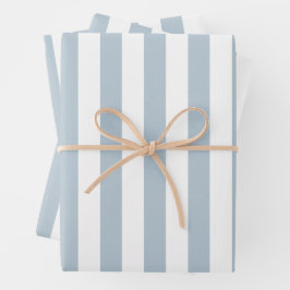 Elegantes, hellblau-weiß gestreiftes Muster Geschenkpapier Set