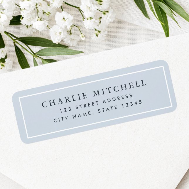 Elegantes, hellblaues Adressetikett (Elegant dusty light blue return address label)