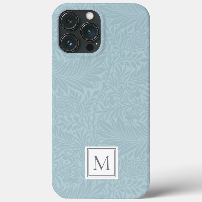 Elegantes hellblaues florales Botanisches Monogram Case-Mate iPhone Hülle (Rückseite)