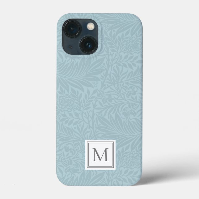 Elegantes hellblaues florales Botanisches Monogram Case-Mate iPhone Hülle (Rückseite)