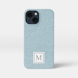 Elegantes hellblaues florales Botanisches Monogram iPhone 13 Mini Hülle